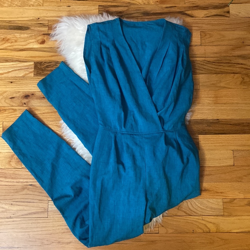 AMERICAN APPAREL Aqua Jumpsuit - Picture 2 of 3